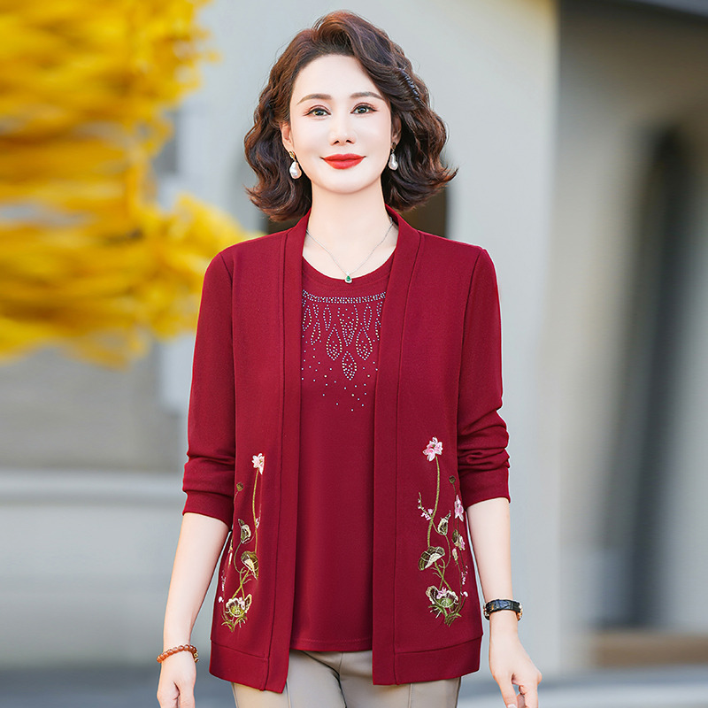 13179133.珍真羊 妈妈装春夏时尚套装洋气宽松遮肚两件套女