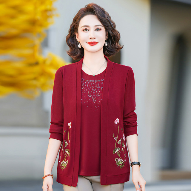 13179133.珍真羊 妈妈装春夏时尚套装洋气宽松遮肚两件套女