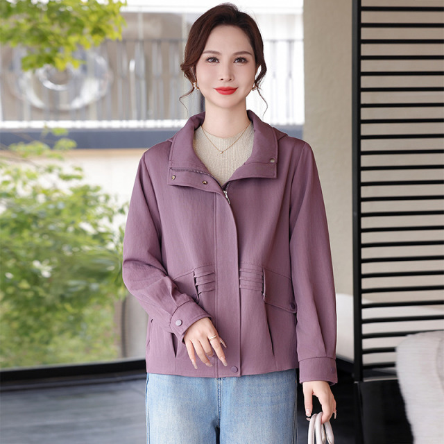 13226448.珍真羊 春季新品拉链夹克上衣妈妈装时尚休闲减龄外套女