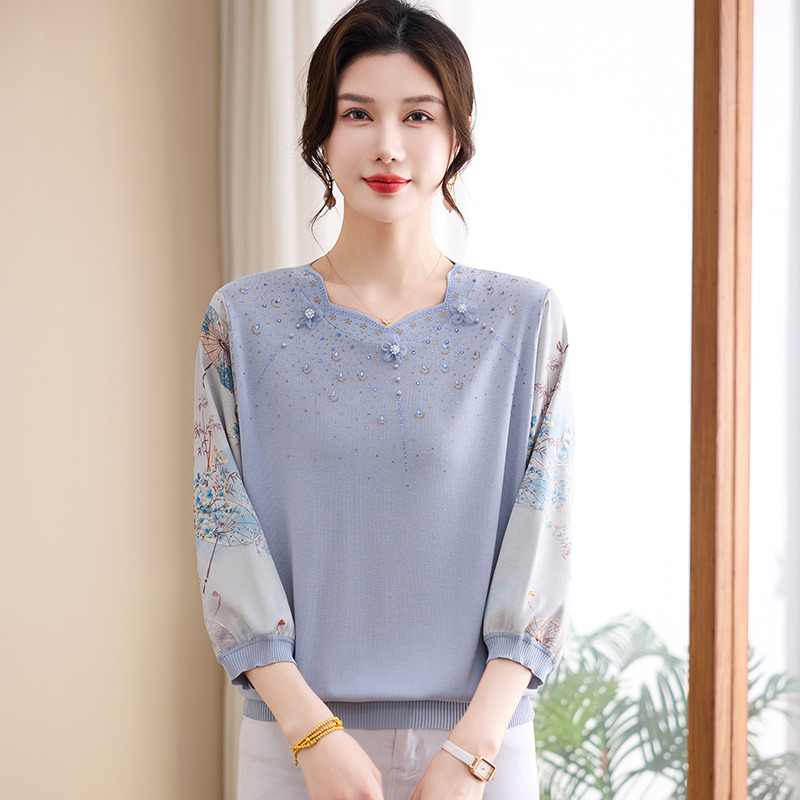 13236632.珍真羊 妈妈装春夏T恤女纱袖打底衫