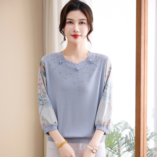 13236632.珍真羊 妈妈装春夏T恤女纱袖打底衫
