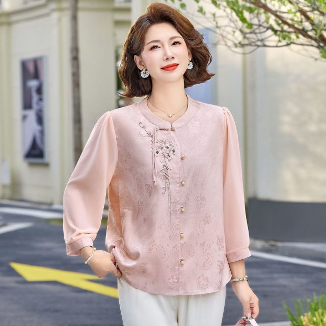 13266430.珍真羊 妈妈装春夏绣花衬衫新中式国风衬衣女