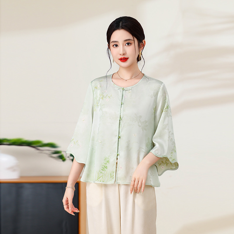 13286965.珍真羊 夏季国风盘扣衬衫新中式优雅减龄上衣女