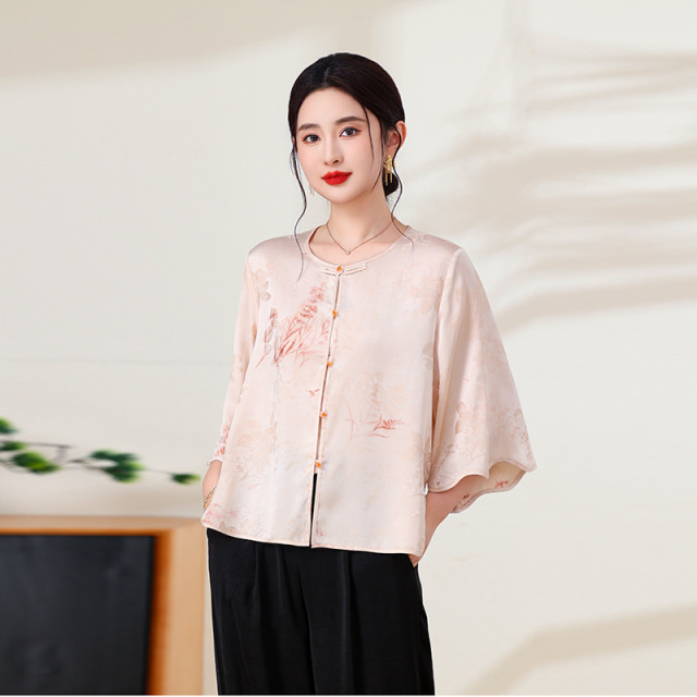 13286965.珍真羊 夏季国风盘扣衬衫新中式优雅减龄上衣女