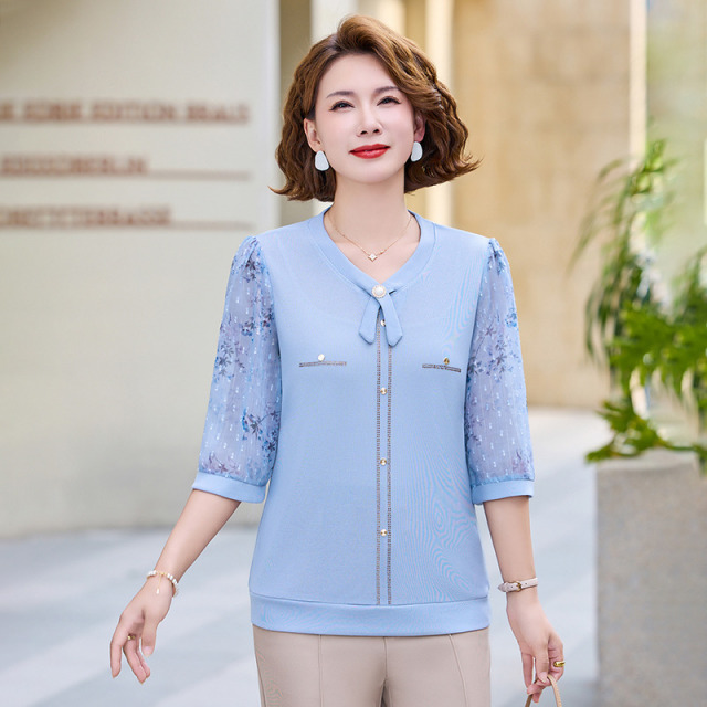 13336477.珍真羊 妈妈装夏季中袖T恤小香风洋气上衣女
