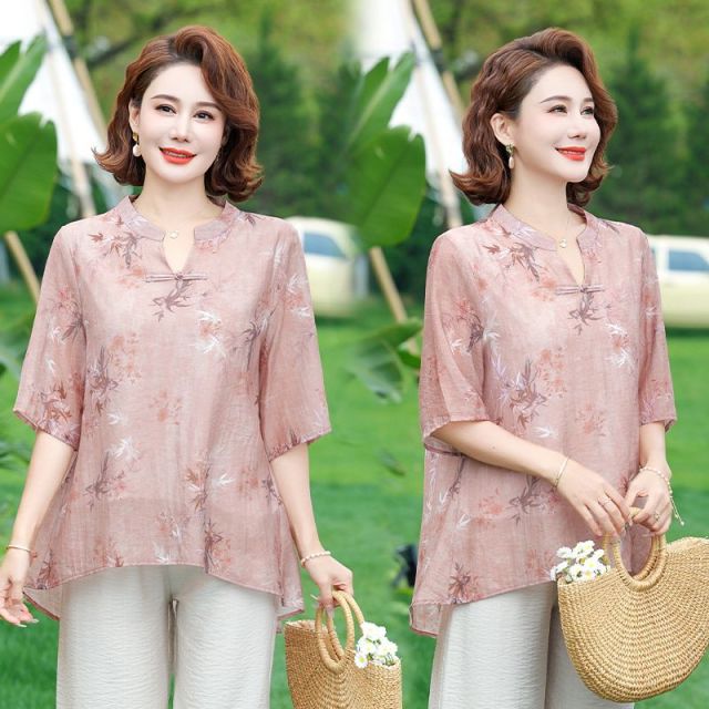 13466154.珍真羊 妈妈装两件套夏装时尚宽松休闲套装