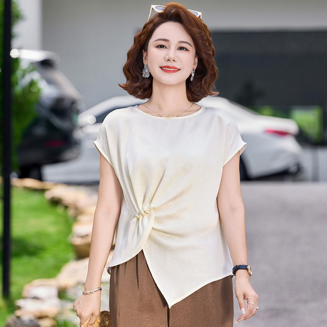 13521987.珍真羊 妈妈装夏季短袖套装时尚修身减龄两件套女