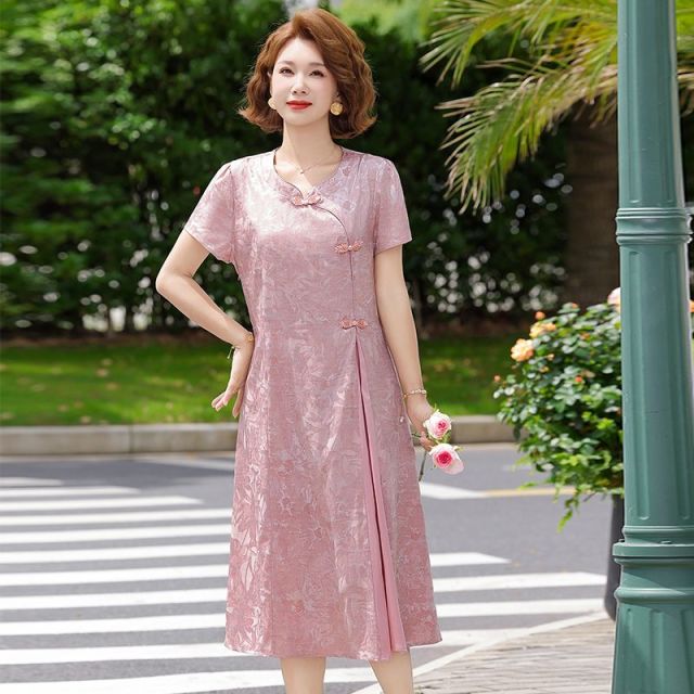 13530386.珍真羊 妈妈装夏季连衣裙新中式国风旗袍裙女