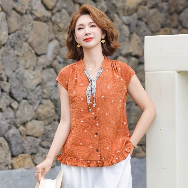 13630019.珍真羊 妈妈装夏季短袖套装时尚休闲百搭两件套女