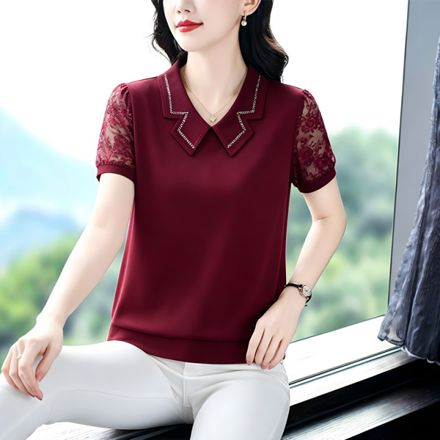 13654556.珍真羊 妈妈装夏季短袖T恤时尚宽松百搭上衣女