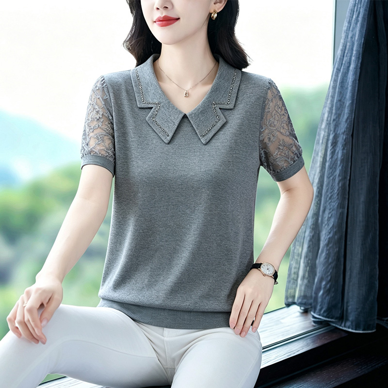 13654556.珍真羊 妈妈装夏季短袖T恤时尚宽松百搭上衣女