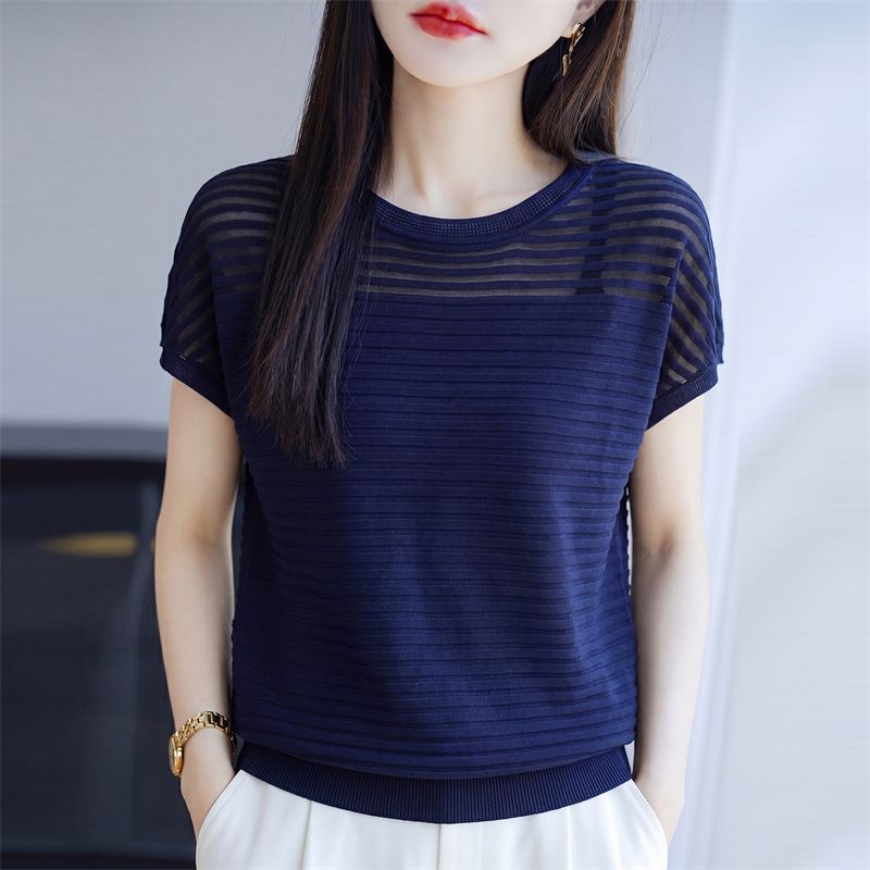 13669147.珍真羊 夏季天丝短袖T恤时尚宽松透气上衣女