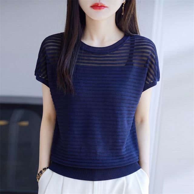 13669147.珍真羊 夏季天丝短袖T恤时尚宽松透气上衣女