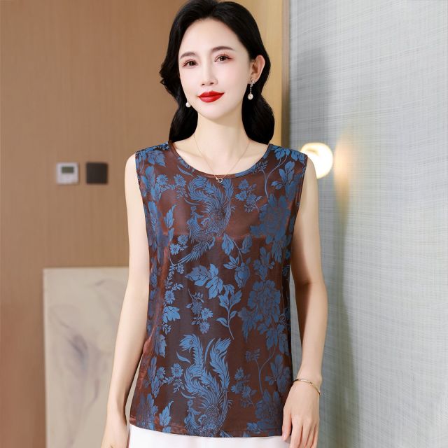 13691127.珍真羊 妈妈装夏季无袖上衣休闲加大码背心T恤女
