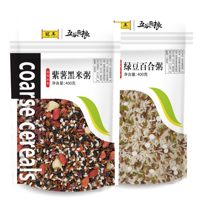 12697885.冠耳 紫薯黑米粥+绿豆百合粥 腊八粥料 速食粥方便代餐粥小米红枣枸杞原粮配料早餐杂粮 腊八粥