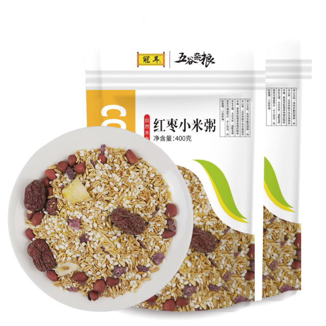 12697884.冠耳 红枣小米粥+绿豆百合粥 腊八粥料 速食粥方便代餐粥小米红枣枸杞原粮配料早餐杂粮