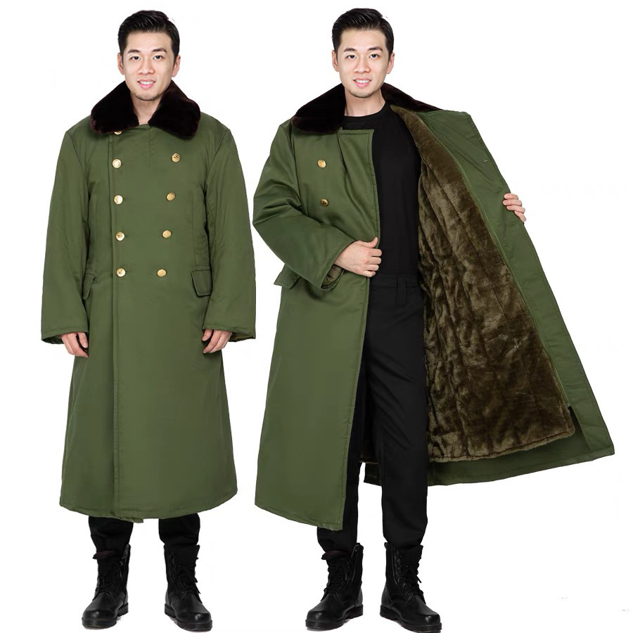10169482.冬季加绒加厚军大衣防风抗寒棉服绿大衣大学生潮流穿搭军工大衣（通用无标款）