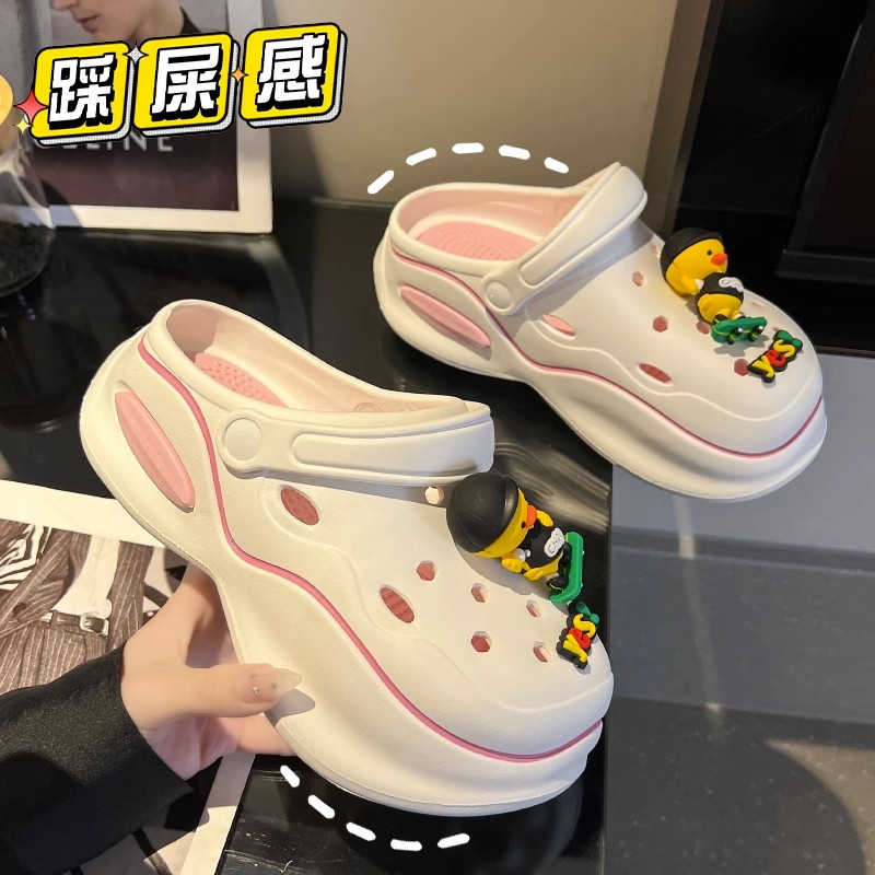 10388415.FANDEI夏季女款厚底增高包头洞洞鞋沙滩拖鞋防滑凉鞋女护士鞋