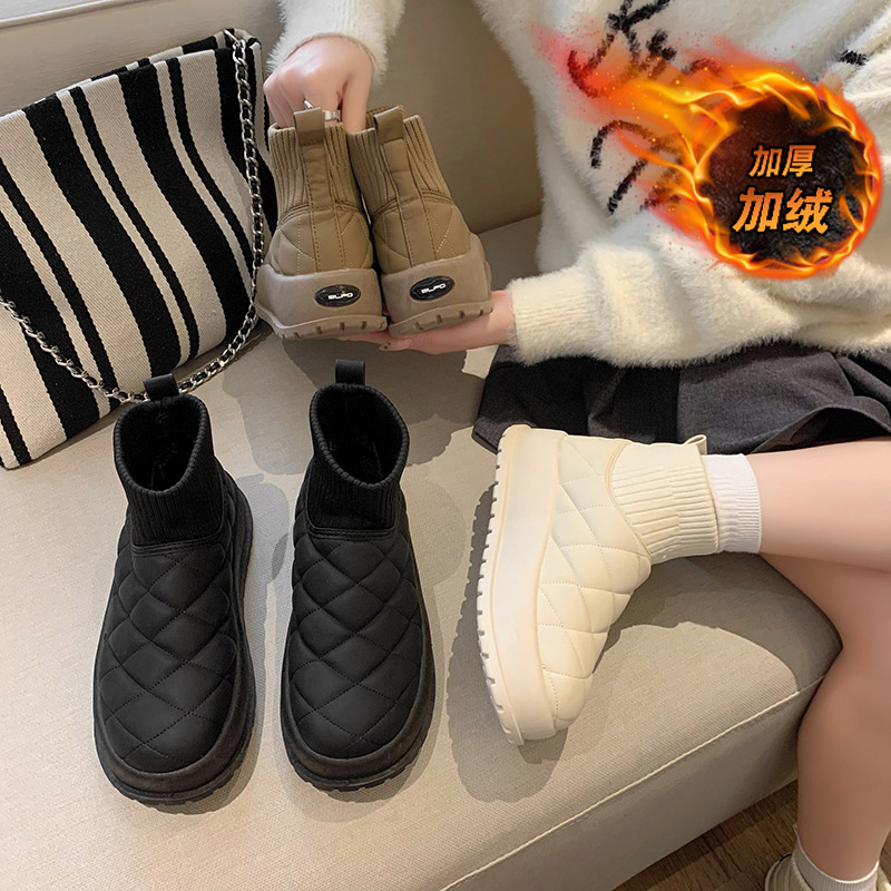 11324006.FANDEI 厚底时尚雪地靴女新款女鞋子加绒加厚防水保暖面包大棉鞋