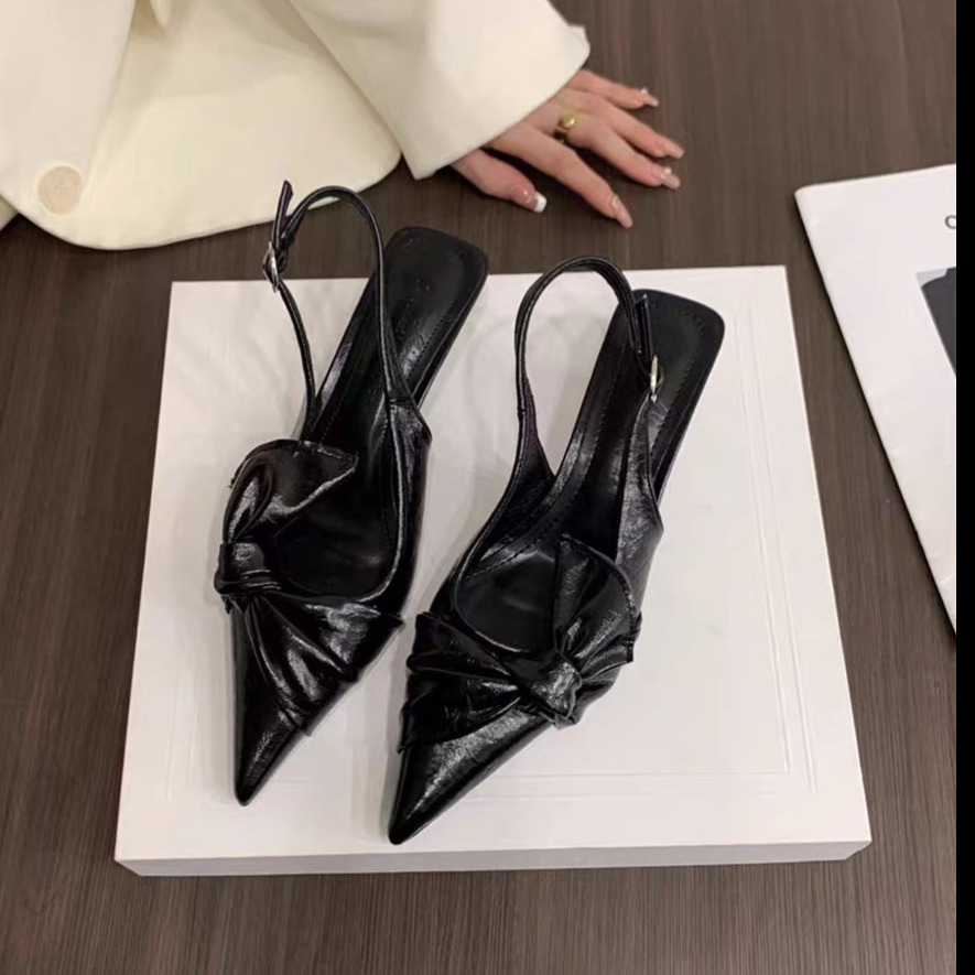 11742759.德国飞鹰高跟鞋女鞋子2025新款春季法式气质配裙子尖头后空单鞋(拍大一码)