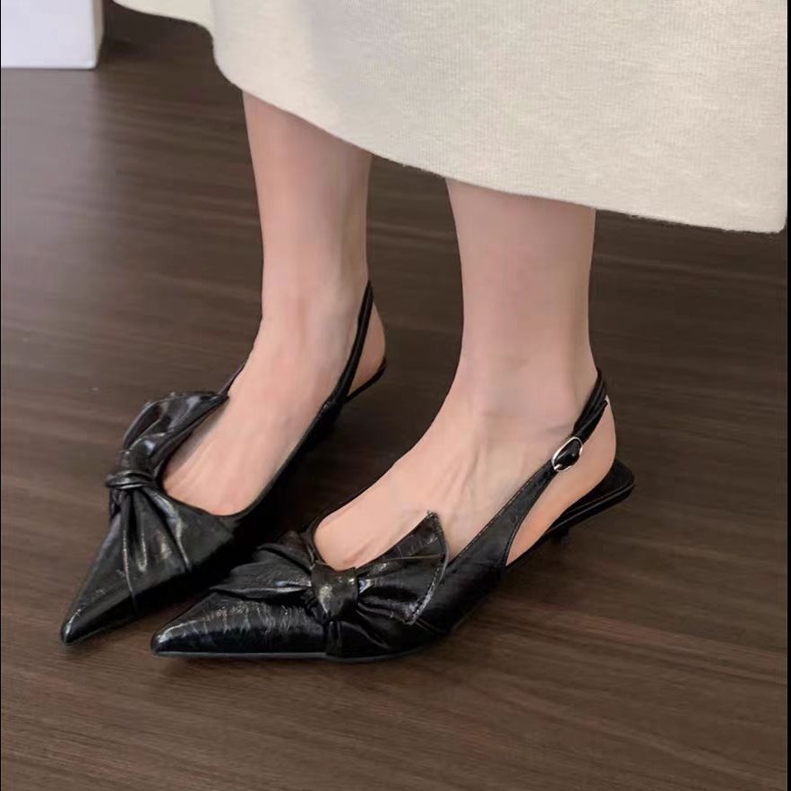 11749793.FANDEI春夏小猫跟高跟鞋女鞋子法式气质配裙子尖头后空单鞋(拍大一码)