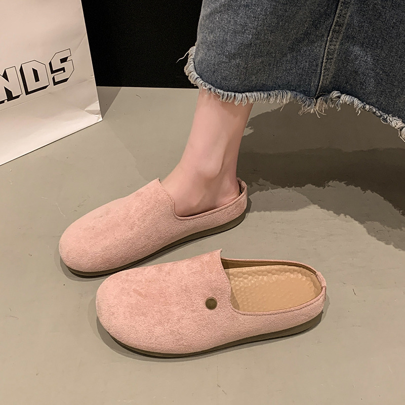 11763251.FANDEI2025春季新款女鞋厚底勃肯鞋包头半拖外穿懒人一脚蹬复古丑萌单鞋（拍大一码）