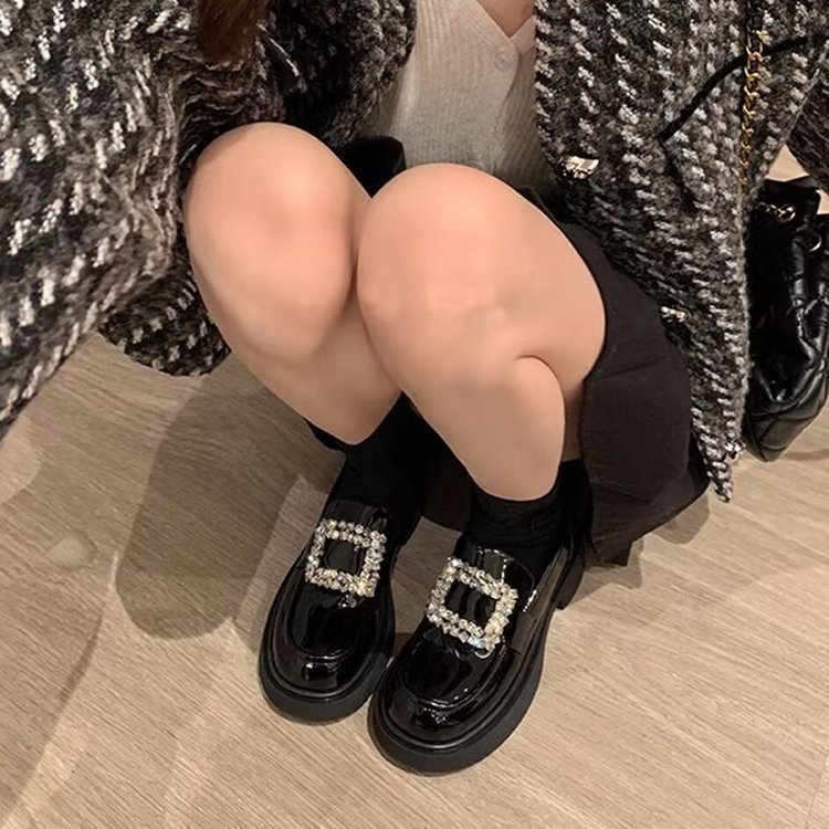 12448546.FANDEI秋季新款厚底JK乐福鞋百搭圆头软底英伦风小皮鞋女士单鞋