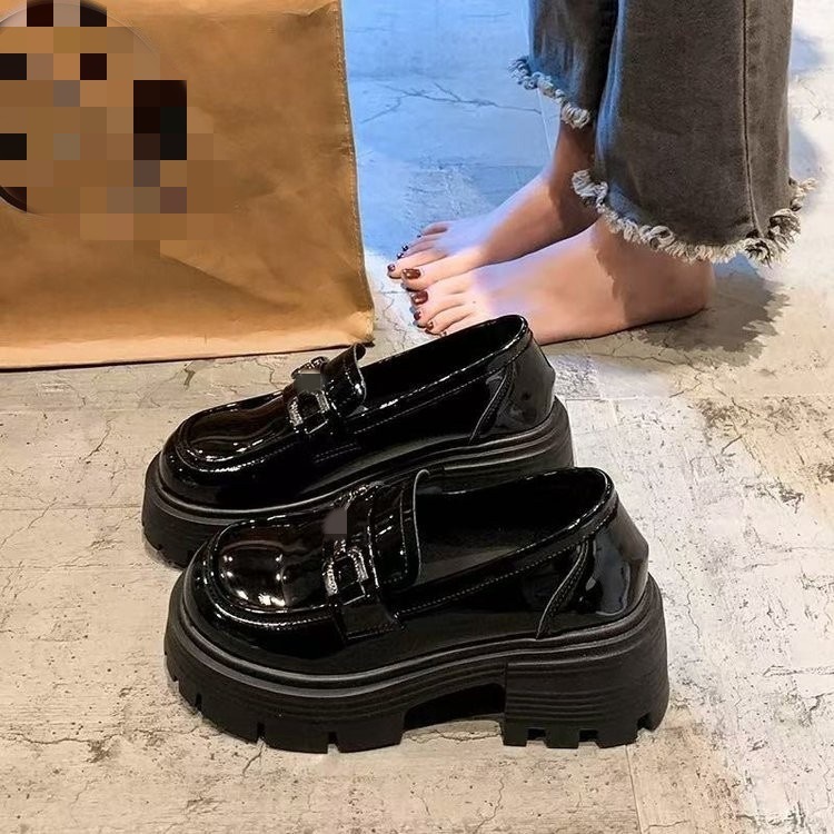 12652283.FANDEI亮皮厚底乐福鞋女增高秋季新款金属水钻松糕单鞋英伦风小皮鞋