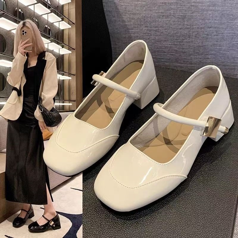 12652585.德国飞鹰单鞋女秋季新款法式绝美玛丽珍鞋女士小皮鞋