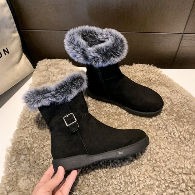 12882435.FANDEI复古增高毛毛雪地靴女冬季新款软底防滑短靴加绒加厚保暖棉鞋
