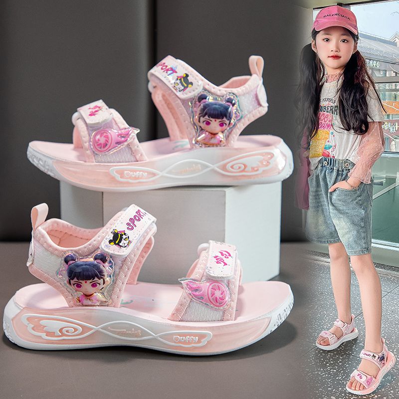 13348956.EH哪吒女童运动凉鞋2026夏季公主鞋软底沙滩鞋时尚凉鞋(拍大一码)
