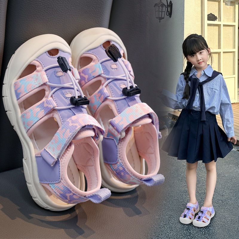13353017.EH女童运动包头凉鞋夏季韩版软底儿童迷彩框子中童男孩溯溪鞋（拍大一码）