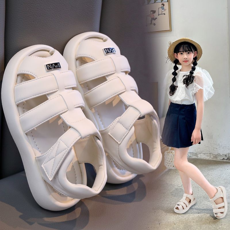 13353024.EH儿童包头凉鞋2026夏季新款防滑厚底沙滩鞋小女孩镂空时尚罗马凉鞋（拍大一码）
