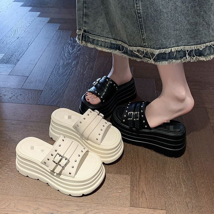 13486788.德国飞鹰网红皮带扣时尚松糕厚底凉拖鞋女2026夏季新款外穿8cm高一字拖