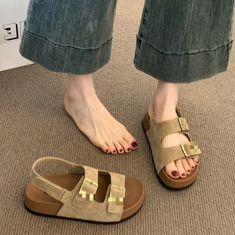 13482534.EH 厚底露趾勃肯凉鞋女款2026新款夏季外穿百搭不累脚女士沙滩罗马鞋