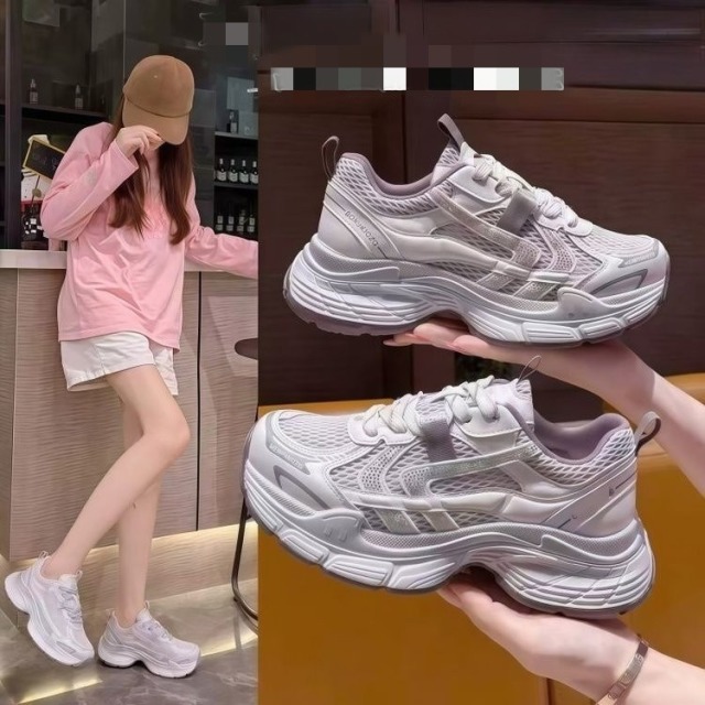 13492171.德国飞鹰夏季透气网面老爹鞋女2026年新款超轻防滑减震百搭厚底运动休闲鞋