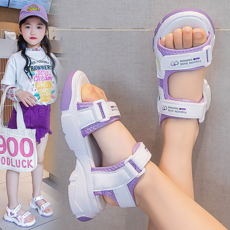 13594184.EH 2026女童凉鞋夏季新款魔术贴防滑软底透气儿童公主鞋