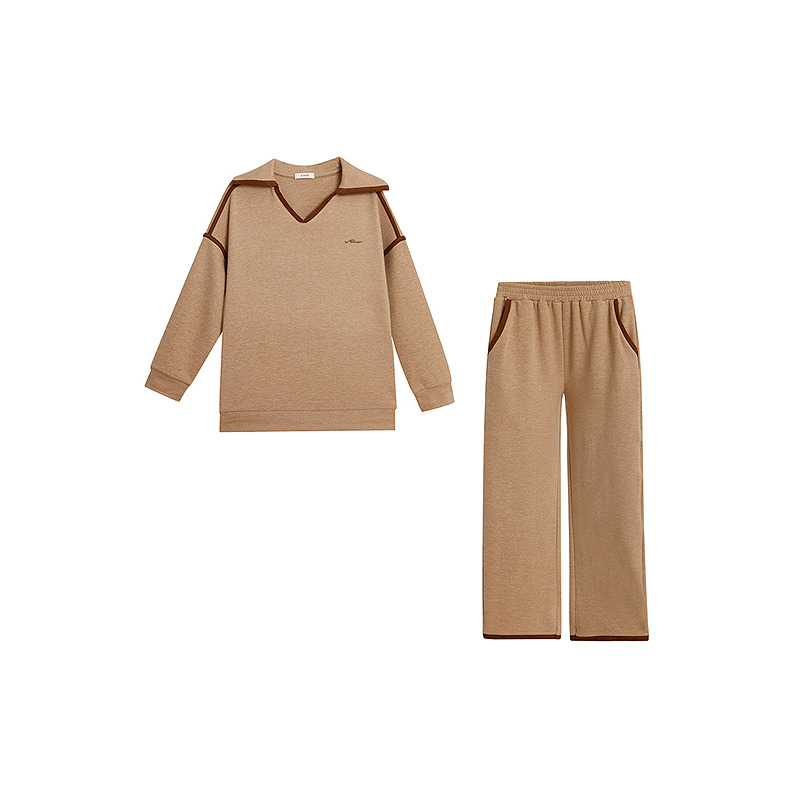 13150735.爱慕 静暖石松V领套头长袖分身套装女式家居服套装AM46C441