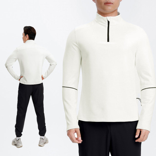 13666165.彳亍新品男士跑步健身运动多功能半高领长袖T恤外套上衣