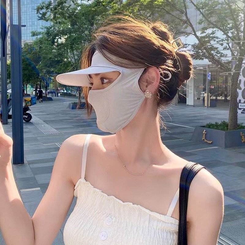 10374988.望远行 日本帽檐脸基尼面罩女夏季冰丝全脸遮阳透气口罩