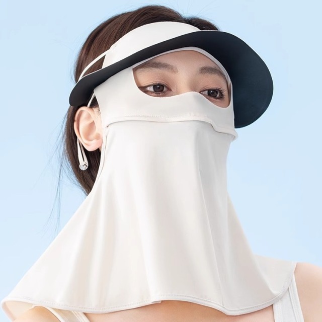 10407521.望远行 新款护颈脸基尼全脸防护遮阳面罩遮阳女黑胶面纱脸罩