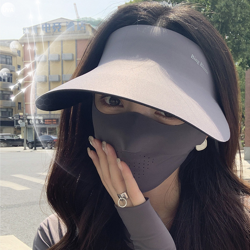 10415819.望远行 夏季新款女生运动骑车大檐遮阳空顶可折叠无痕一体帽