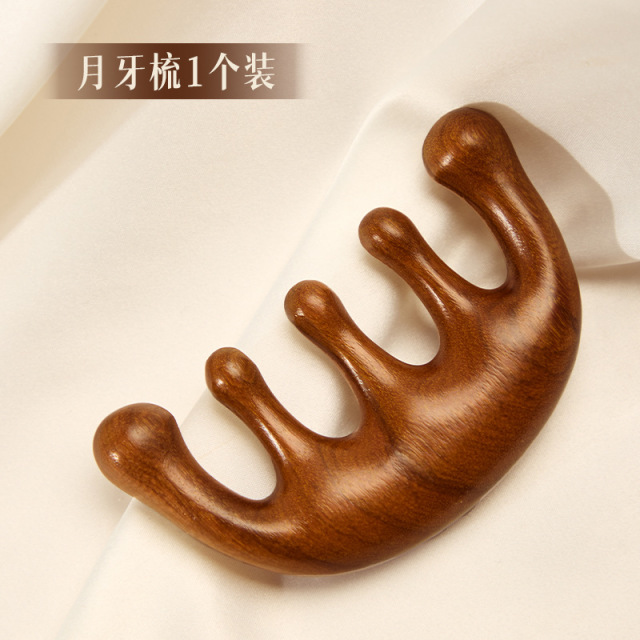 10811960.望远行 头部按摩梳头皮经络梳大五齿木头疗五爪拨经舒筋面部按摩器