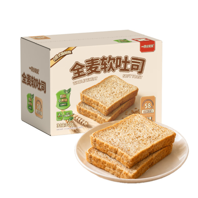 13844482.一只小叉叉全麦软吐司800g(16包)*1箱