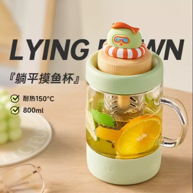 12322923.小熊 玻璃水杯 茶水玻璃杯吸管杯带把手吸管杯耐高温办公室杯子CX-JB010