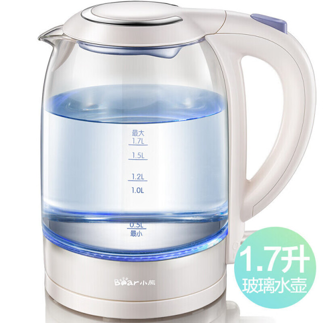 11248967.【亏本清仓】小熊(Bear)电水壶高硼硅玻璃1.7L大容量英国进口STRIX温控器 304不锈钢水壶 ZDH-A17L1