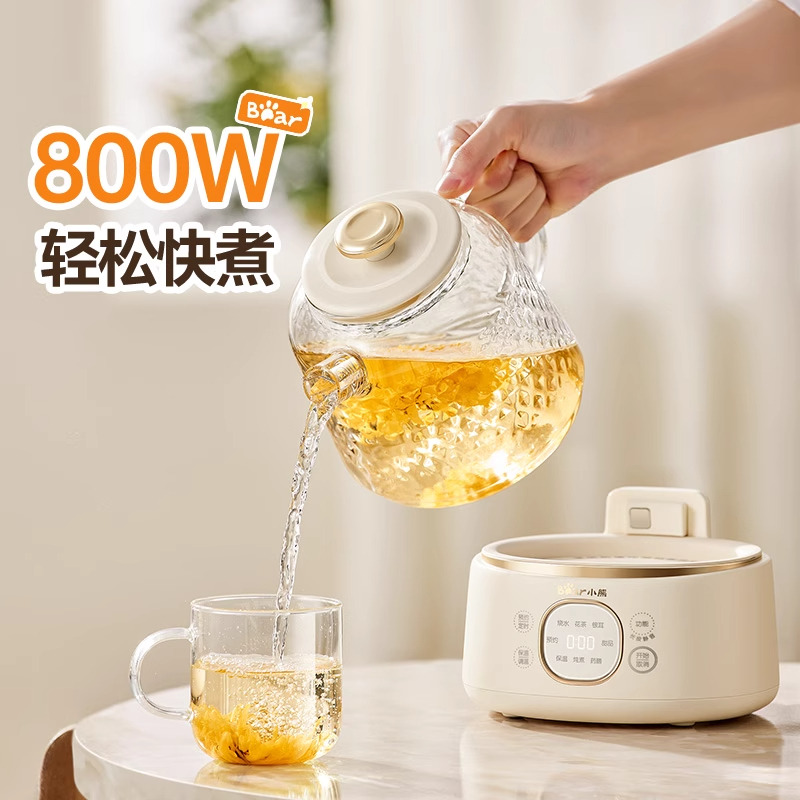 12881336.全高硼硅小熊全玻璃无胶水家用多功能恒温热水壶养生水壶办公煮茶壶