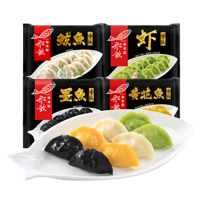 12680231.船歌鱼水饺 一人食海鲜水饺组合装（墨鱼+鲅鱼+黄花鱼+鲜虾）230g*4袋