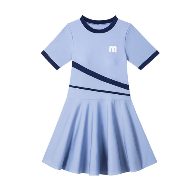10452125.巴洛尼莫夏季女款泳衣连体个性字母印花时尚简约泳裙海边度假保守速干泳衣YY8898