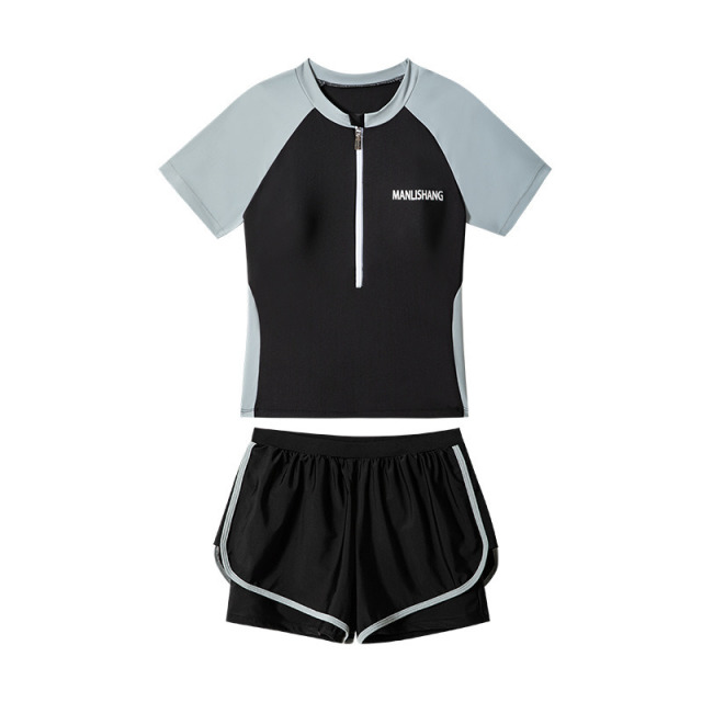 10452223.巴洛尼莫夏季2026新品时尚减龄成人女士泳衣简约款保守分体式海边度假泳装YY8893